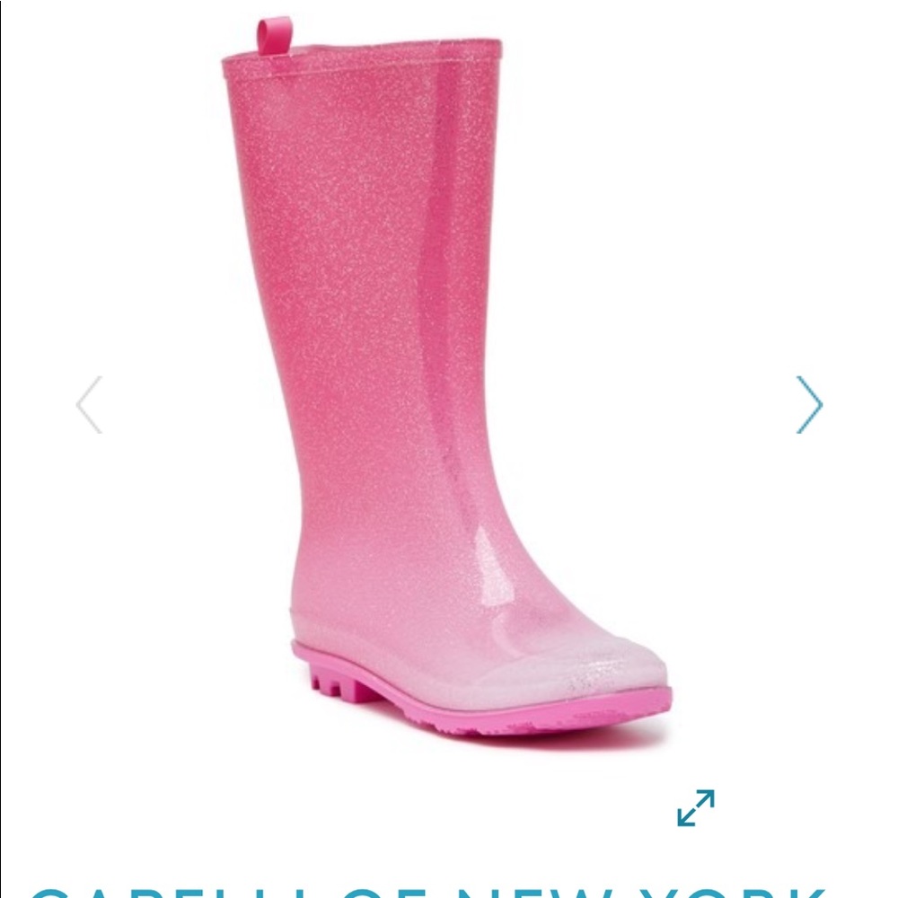 Girls pink glitter rain boots